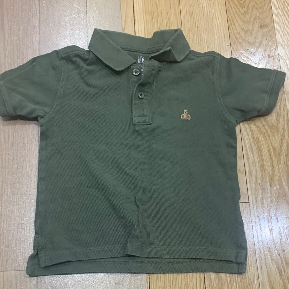 GAP Olive Green Kids Polo with Embroidered Crest.Cotton